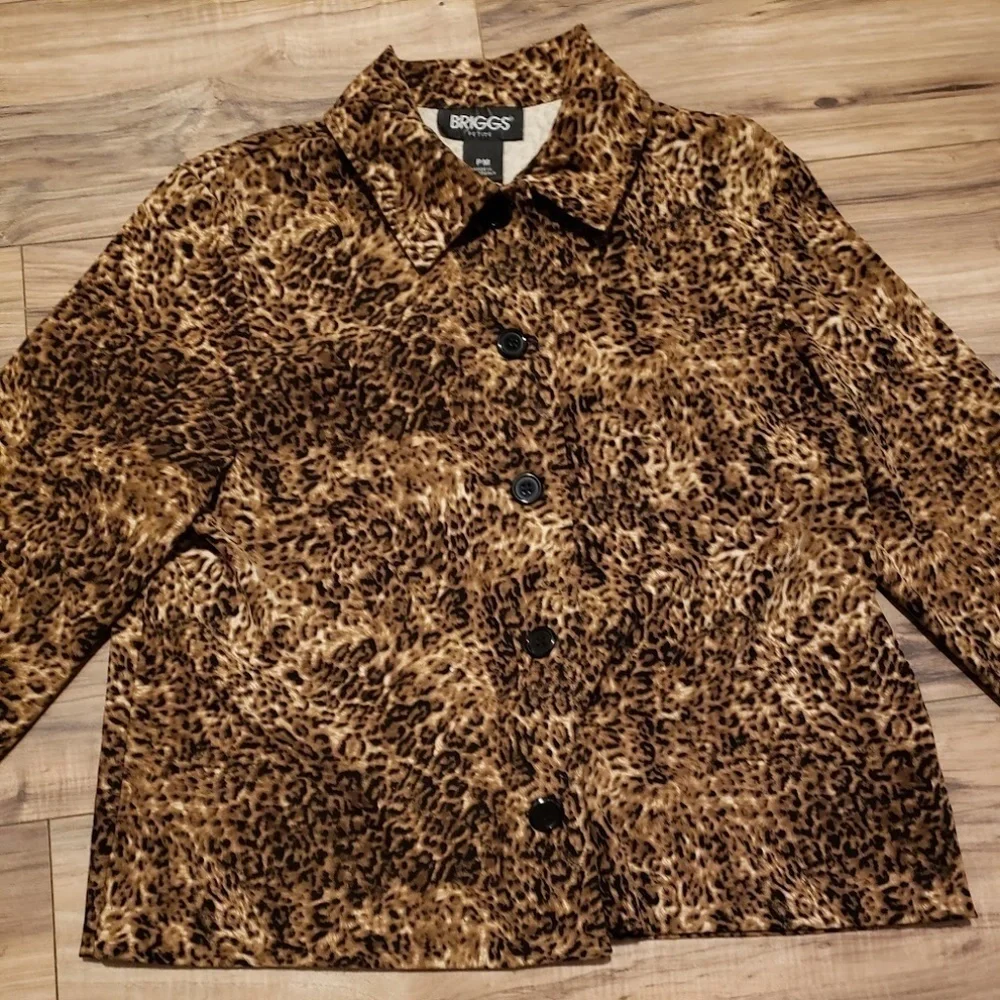Womens Briggs Petite Cheetah Jacket Blazer Size PM - Picture 2 of 15
